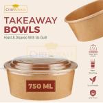 Chef Royale 50 Kraft Paper Bowls with Lids