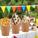 100 Pack Disposable Kraft Paper French Fry Cups
