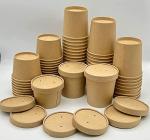 Brown Kraft Disposable 16oz Soup Cups with Lids