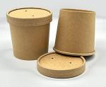 Brown Kraft Disposable 16oz Soup Cups with Lids