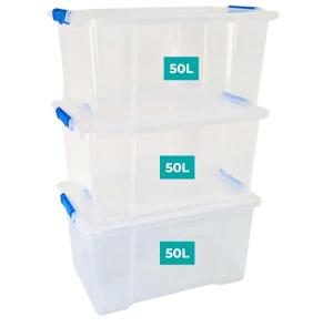Klass Home 50L Sturdy Stackable Storage Box Set