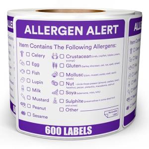 Allergen Sticker Labels – 600pc Roll for Kitchens