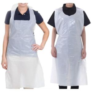 1000 White Disposable Plastic Aprons for Adults