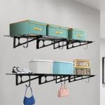 Sinoer 2-Pack 6ft Metal Wall Shelves with Hooks