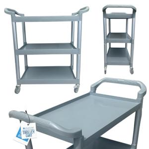 3-Tier Catering Trolley with Wheels and Handle