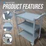 3-Tier Catering Trolley with Wheels and Handle