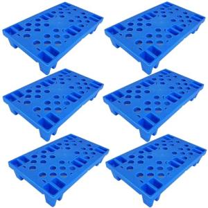 Lightweight Nestable Blue Plastic Pallets - Set of 6
