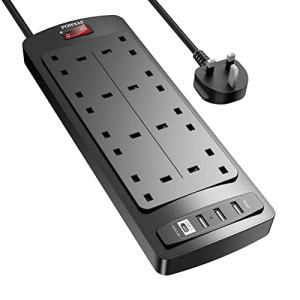 POWSAF Surge Protector Power Strip with USB Ports