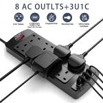 POWSAF Surge Protector Power Strip with USB Ports