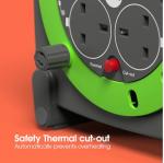 15m Heavy Duty 4 Socket Extension Cable Reel