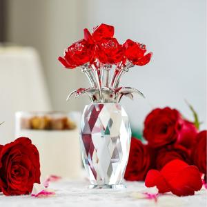 Red Crystal Rose Figurine - Perfect Gift for Her