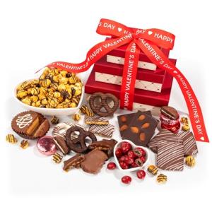 Valentine's Day Chocolate and Caramel Gift Tower