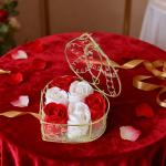 Soap Flower Rose Bouquet in Iron Basket