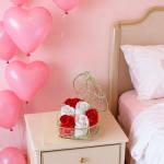 Soap Flower Rose Bouquet in Iron Basket