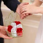 Soap Flower Rose Bouquet in Iron Basket