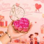 Charming Soap Flower Bouquet in Iron Basket