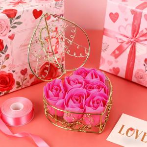 Charming Soap Flower Bouquet in Iron Basket