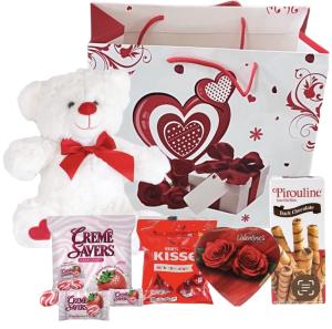 Valentine's Day Cozy Gift Basket with Teddy Bear