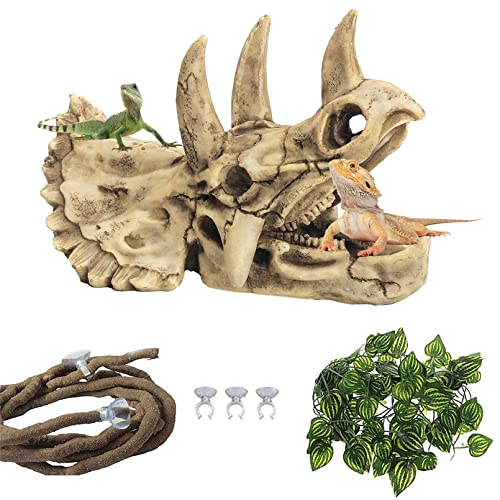 Bearded Dragon Tank Decoration: Resin Dinosaur Skull