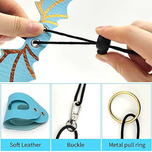 Adjustable Blue Leather Bearded Dragon Leash Harness