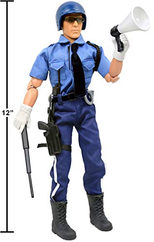 Retro 90s Police Motorcycle Action Figure Set
