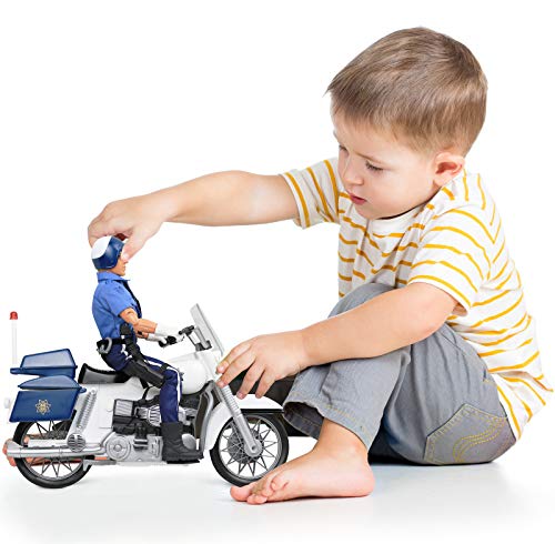 Retro 90s Police Motorcycle Action Figure Set