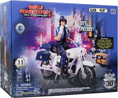 Retro 90s Police Motorcycle Action Figure Set