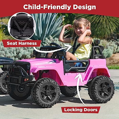 Pink Kids Ride On Truck with Remote Control