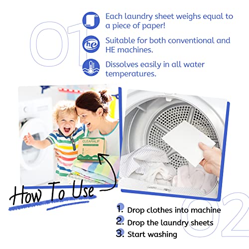 CLEARALIF Eco-Friendly Laundry Detergent Sheets, Fresh Linen