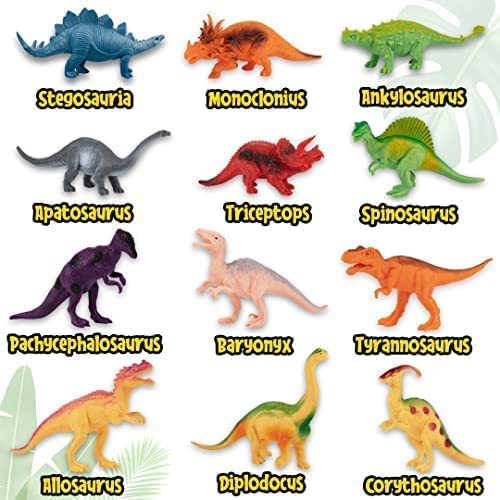PREXTEX Dinosaur Toy Figures & Educational Book Set