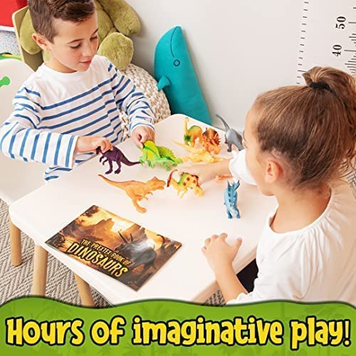 PREXTEX Dinosaur Toy Figures & Educational Book Set