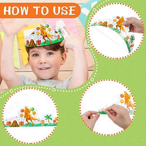 Dinosaur Party Hats - 30 Pack
