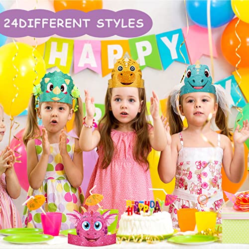 48 Dinosaur Party Hats with Elastic Ropes