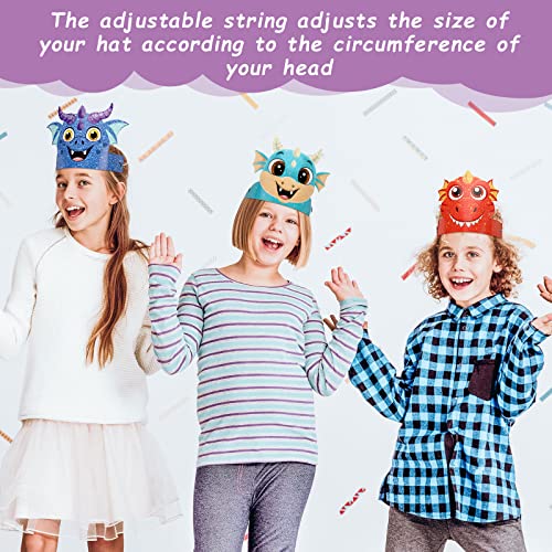 48 Dinosaur Party Hats with Elastic Ropes