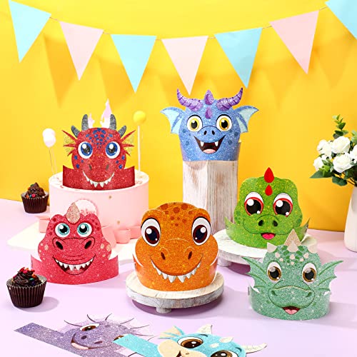 48 Dinosaur Party Hats with Elastic Ropes