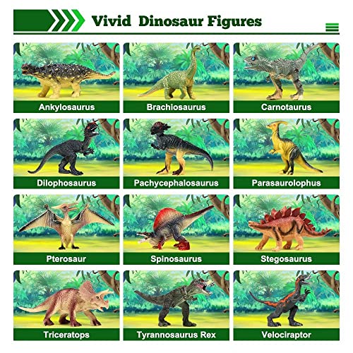 12-Piece Realistic Dinosaur Playset for Kids