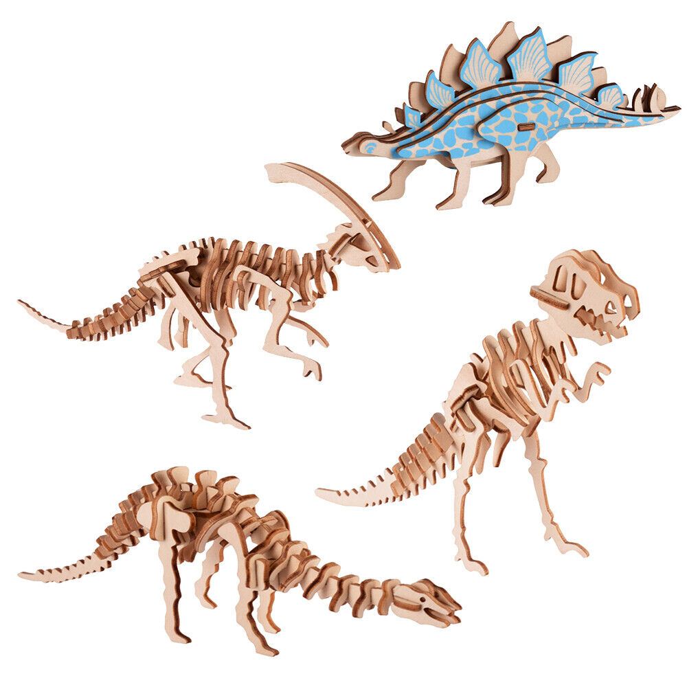 Wooden Dinosaur Skeleton Puzzle - 4 Pieces