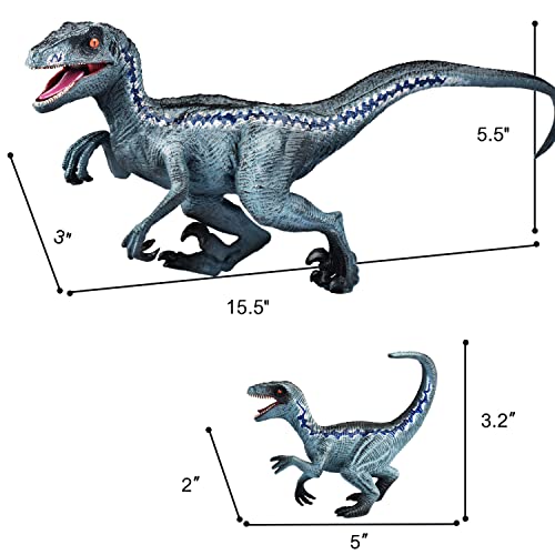 Large Blue Velociraptor Dinosaur Action Figures (2pcs)