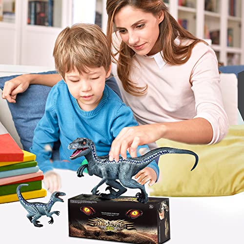 Large Blue Velociraptor Dinosaur Action Figures (2pcs)