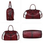 Iswee Genuine Leather Wine Satchel Tote Handbag