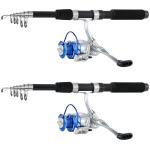 Tripquips Fishing Pole Combo 6.9ft 2Pcs Telescopic Rods Set Collapsible Spinning