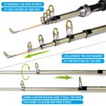Telescopic Fishing Rod Spinning Reel Set Combo Full Kit Carbon Fiber Rod + Bag