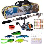 Telescopic Fishing Rod Spinning Reel Set Combo Full Kit Carbon Fiber Rod + Bag