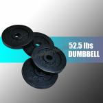 Full Metal 105lb Adjustable Dumbbells - 2 x 52.5 lbs Black Plated Dumbbells