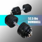 Full Metal 105lb Adjustable Dumbbells - 2 x 52.5 lbs Black Plated Dumbbells