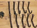10 Rustic Coat Hooks Cast Iron Wall Mount Hat Hook Towel Railroad Spikes Bath 