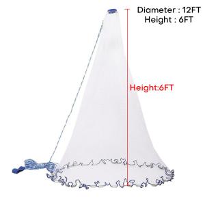 6/8/10/12/16FT Fishing Cast Net Bait Easy Throw Hand Cast Strong Nylon Mesh USA