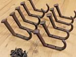 10 Rustic Coat Hooks Cast Iron Wall Mount Hat Hook Towel Railroad Spikes Bath 