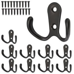 10/20pcs Heavy Duty Double Prong Coat Hooks Wall Mounted Retro Robe Hat Clothes