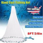 8FT Fishing Cast Net Bait Easy Throw Hand Cast Strong Nylon Mesh US New